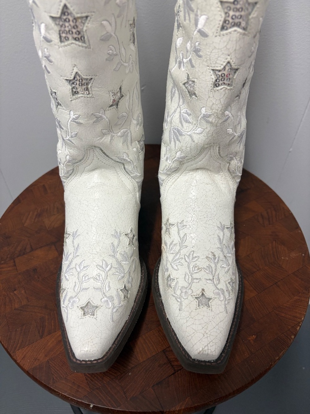 Laredo Women's Lucky Star White Western Boots Size 8.5 - Picture 3 of 9